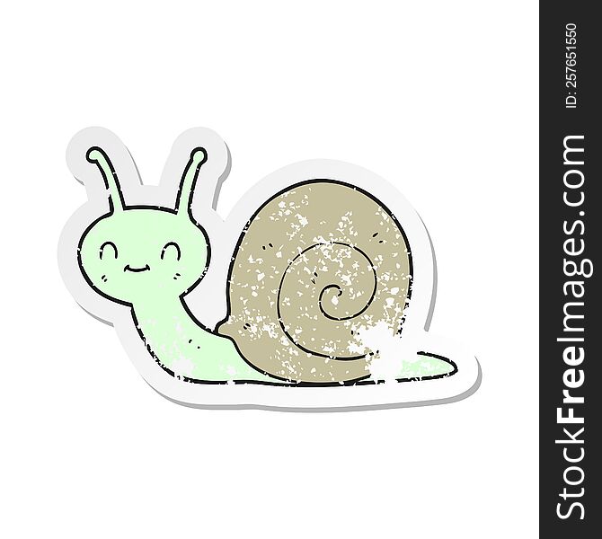 retro distressed sticker of a cartoon cute snail