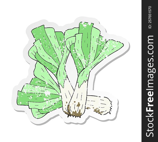 retro distressed sticker of a cartoon leeks