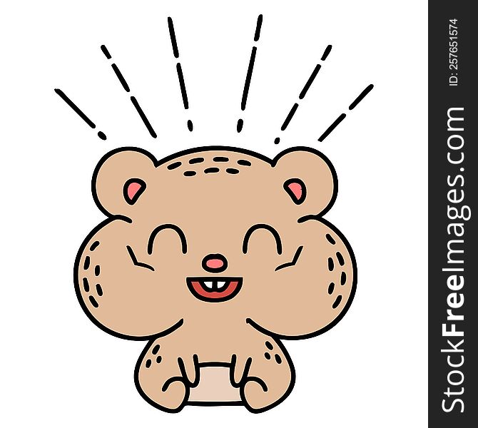 illustration of a traditional tattoo style happy hamster