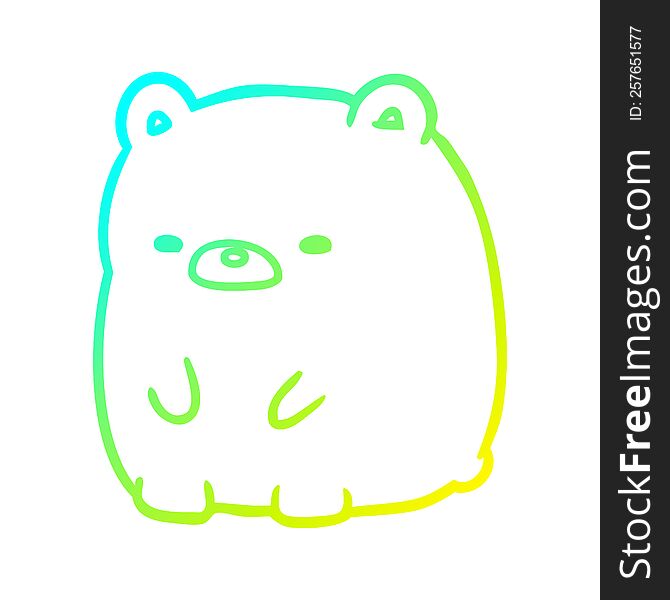 cold gradient line drawing of a cute sad bear