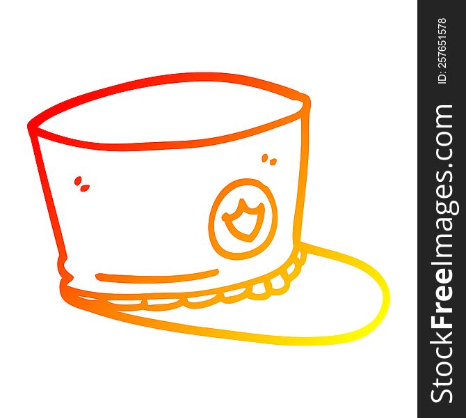 warm gradient line drawing of a cartoon official hat