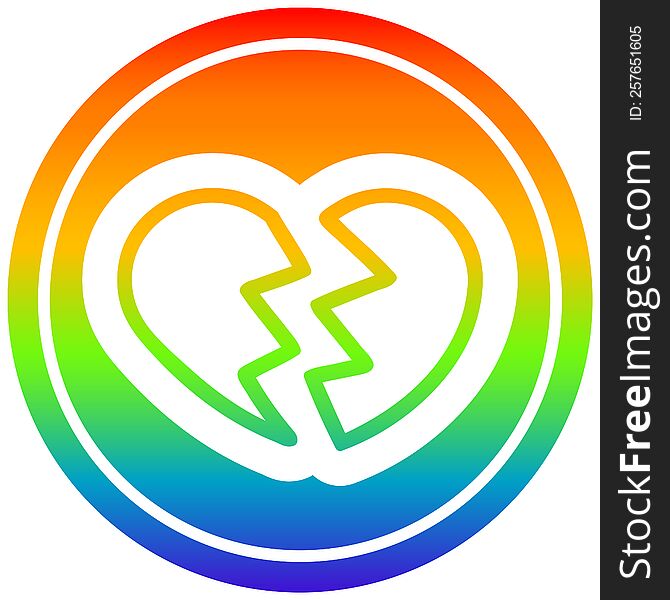 broken heart icon with rainbow gradient finish. broken heart icon with rainbow gradient finish