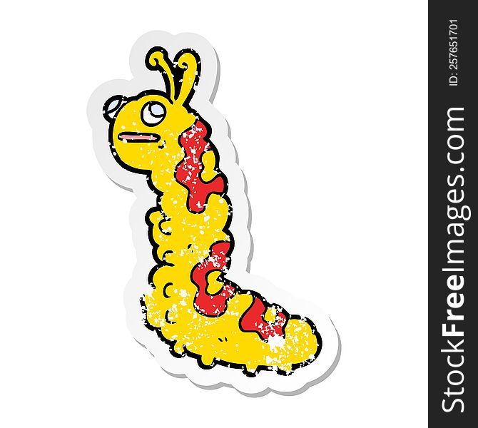 Distressed Sticker Of A Funny Cartoon Caterpillar