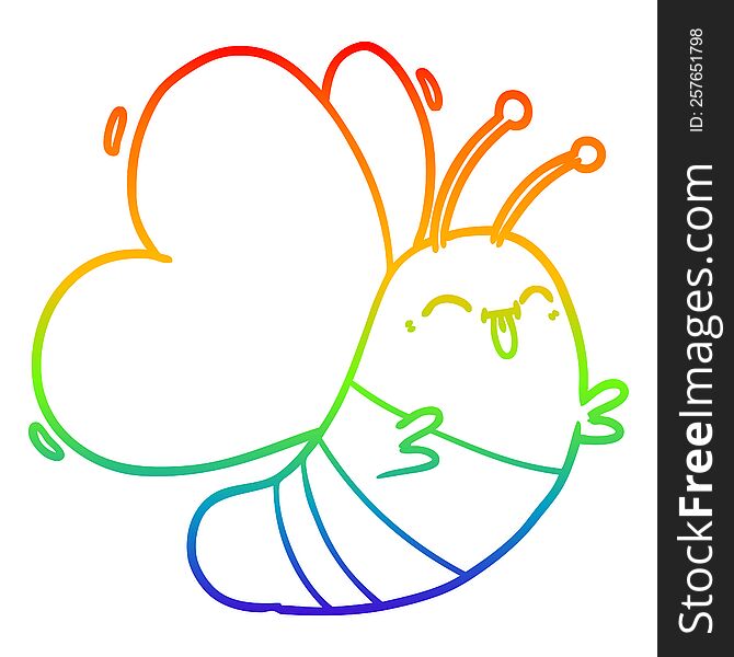 rainbow gradient line drawing of a funny cartoon butterfly