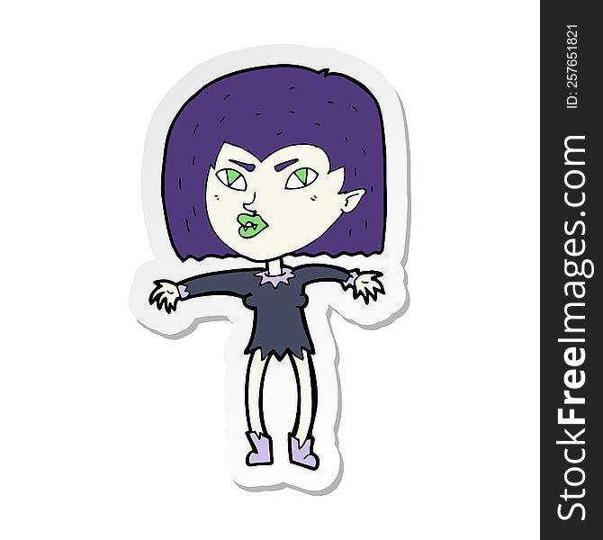 Sticker Of A Cartoon Vampire Girl