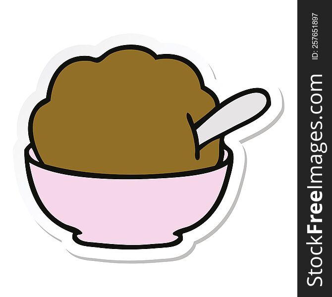 Sticker Of A Quirky Hand Drawn Cartoon Chocolate Ice Cream