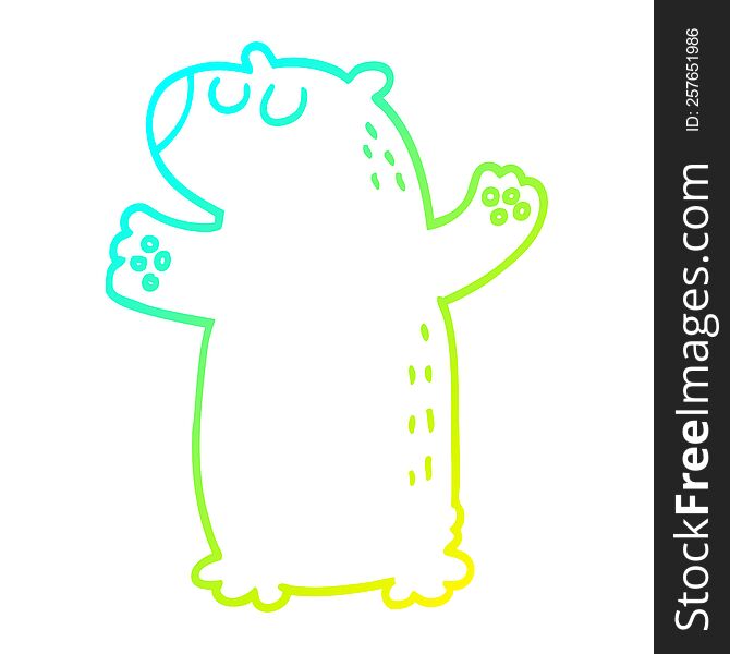Cold Gradient Line Drawing Cartoon Bear Standing