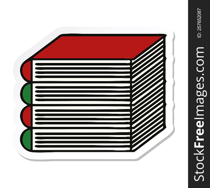 sticker of a cute cartoon stack of books