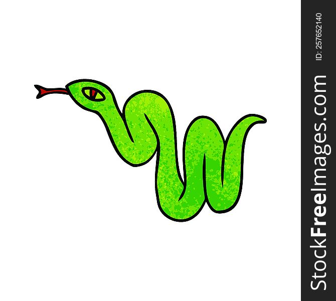 hand drawn textured cartoon doodle of a garden snake