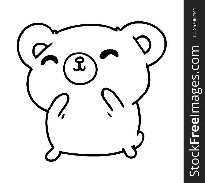 Line Drawing Kawaii Cute Happy Bear