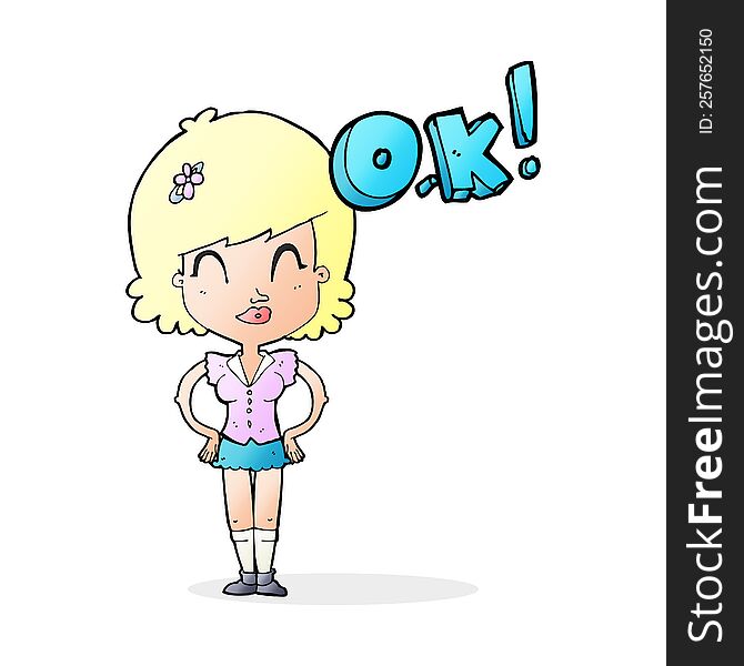 cartoon woman thinking OK