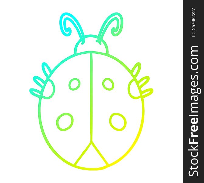 Cold Gradient Line Drawing Cartoon Ladybug