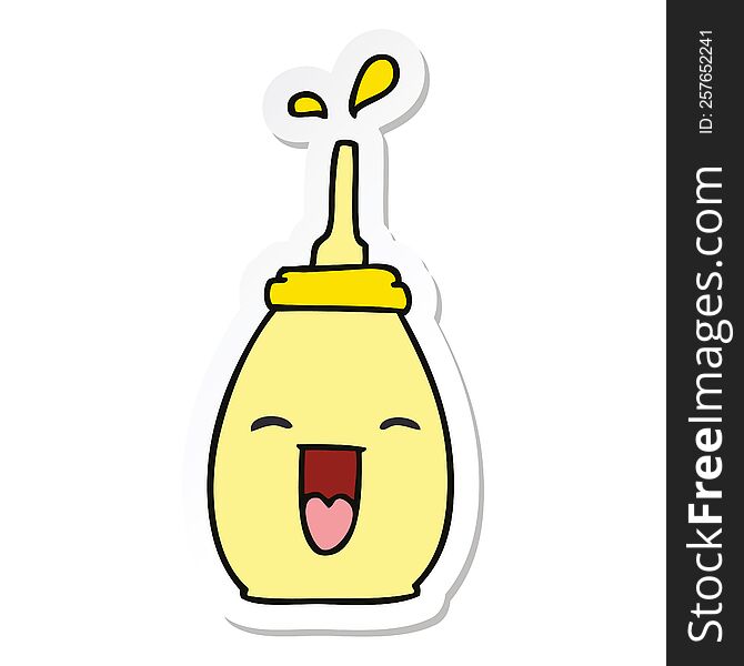 sticker of a quirky hand drawn cartoon happy mustard