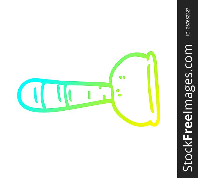 cold gradient line drawing of a cartoon toilet plunger