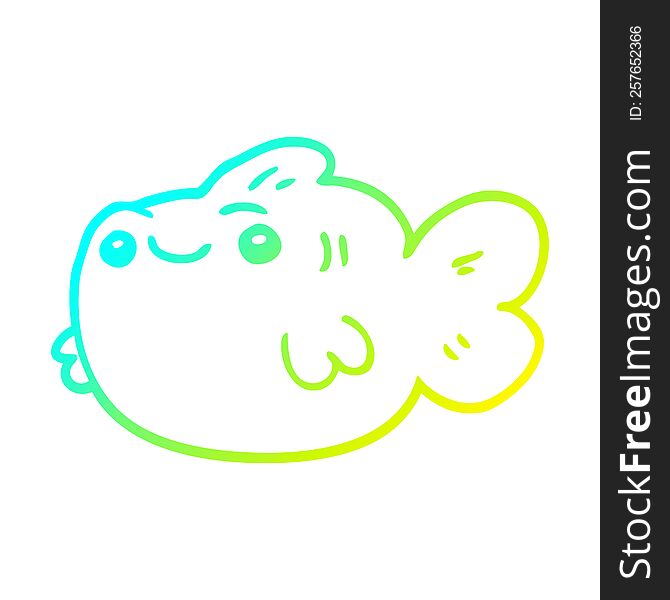 Cold Gradient Line Drawing Cartoon Fish