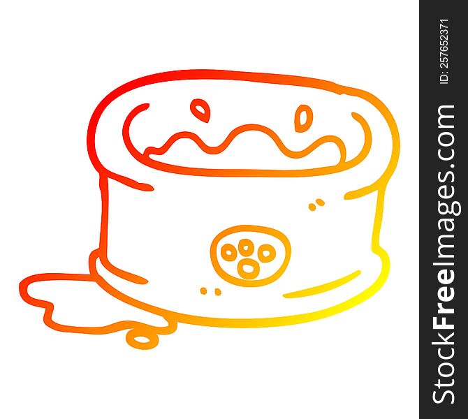 warm gradient line drawing of a cartoon pet bowl