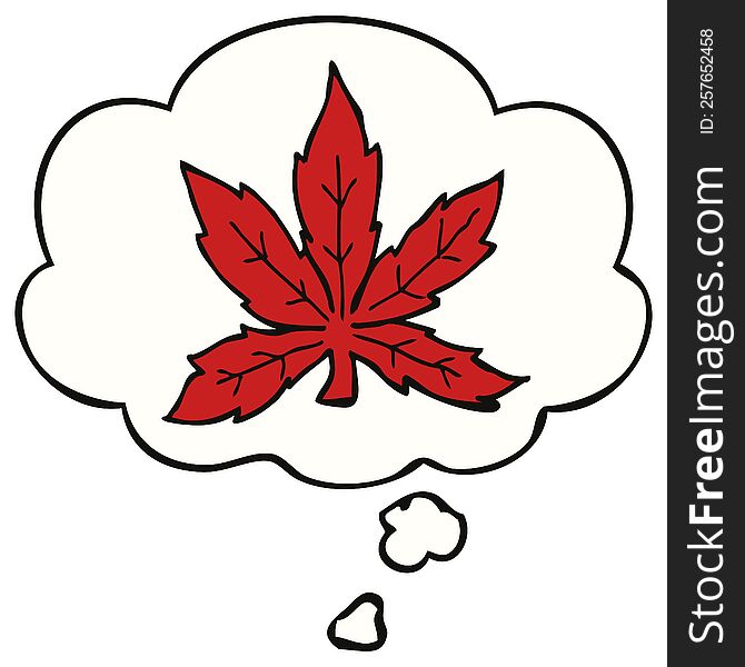 Cartoon Marijuana Leaf And Thought Bubble