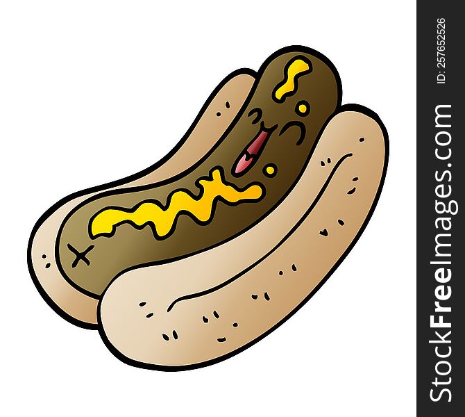 Cartoon Doodle Hotdog With Mustard