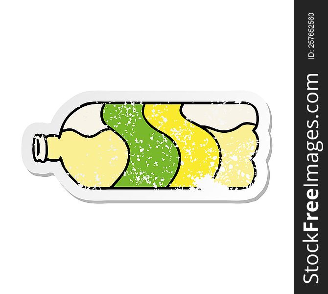 Distressed Sticker Cartoon Doodle Of A Soda Bottle