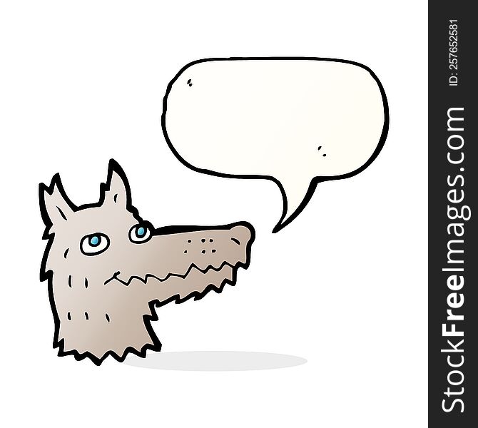 Cartoon Wolf Head With Speech Bubble