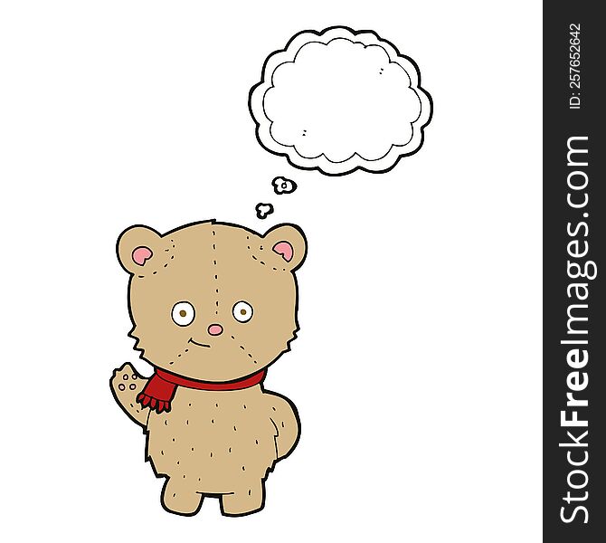 Cartoon Bear Waving With Thought Bubble