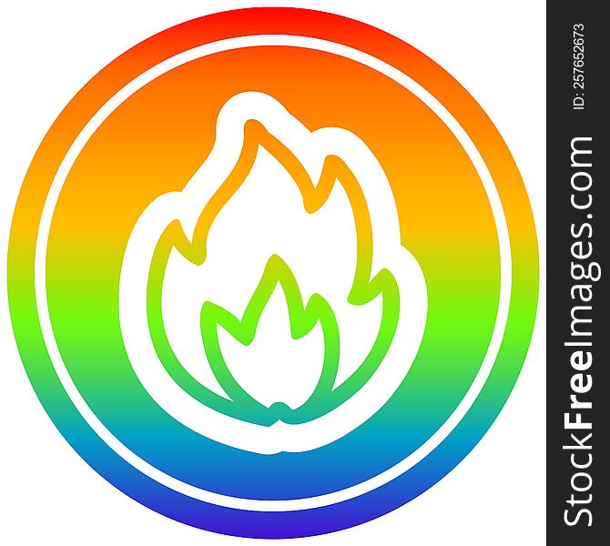 simple flame circular icon with rainbow gradient finish. simple flame circular icon with rainbow gradient finish