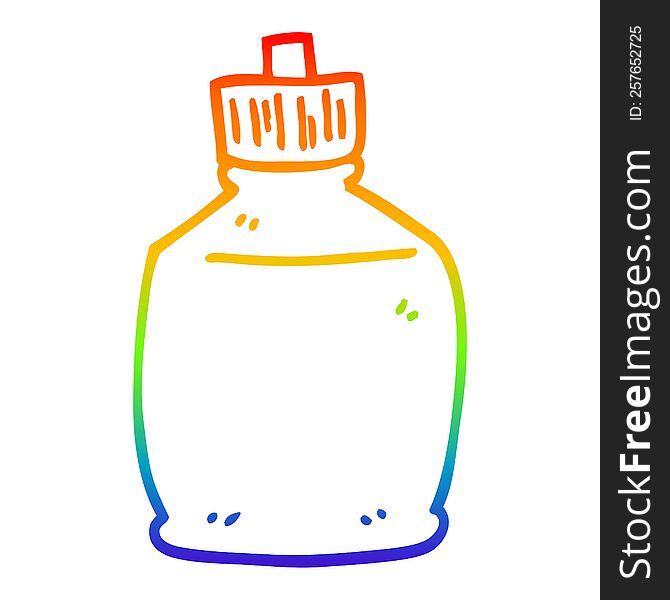 rainbow gradient line drawing of a cartoon squirt bottle
