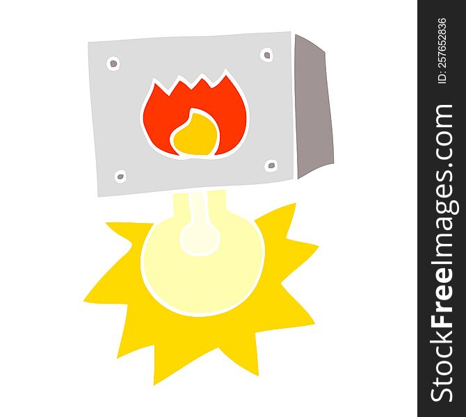 flat color style cartoon flashing fire warning light