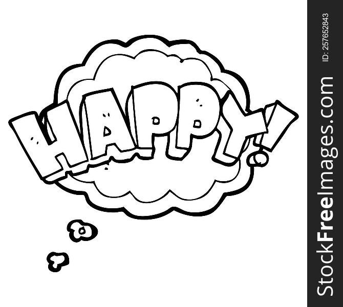 Thought Bubble Cartoon Happy Text Symbol