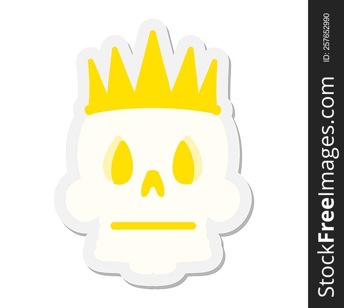 spooky skull wearing crown sticker