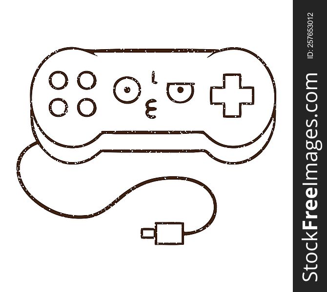 Game Controller Charcoal Drawing