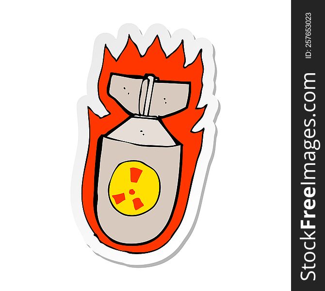 sticker of a cartoon flaming bomb