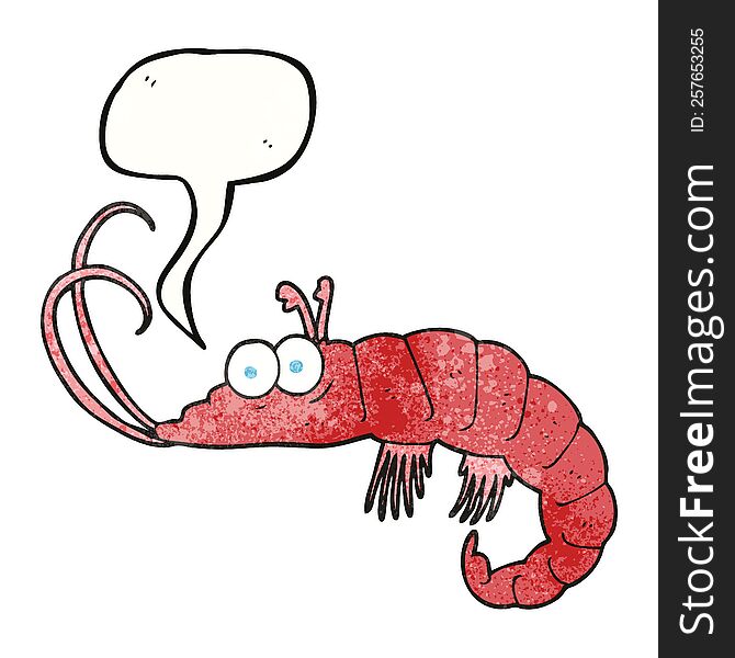 freehand speech bubble textured cartoon shrimp