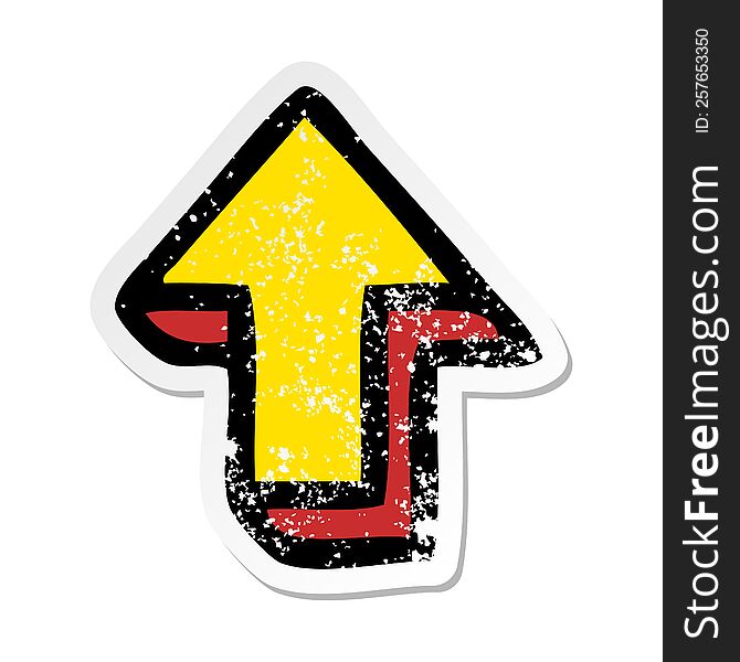 Distressed Sticker Of A Cute Cartoon Directional Arrow