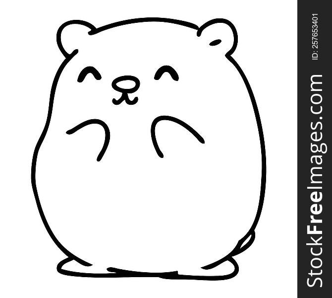 line doodle of a happy little bear