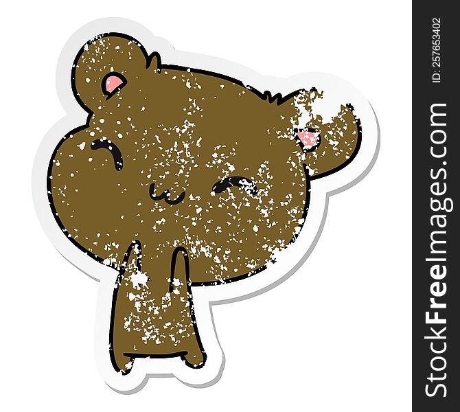 distressed sticker cartoon illustration kawaii cute teddy bear. distressed sticker cartoon illustration kawaii cute teddy bear