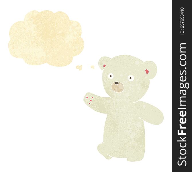 cartoon polar bear cub with thought bubble