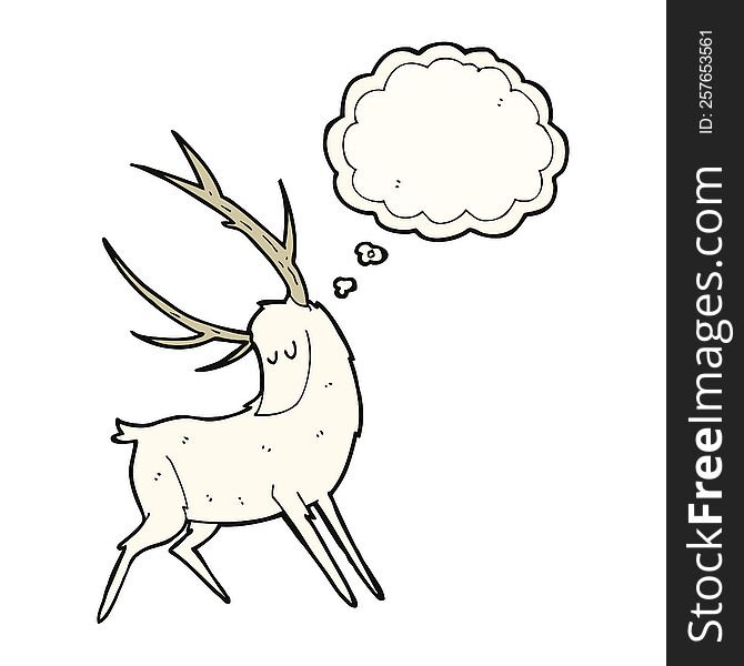 cartoon white stag with thought bubble