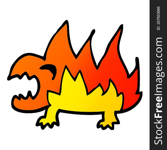 cartoon doodle fire demon