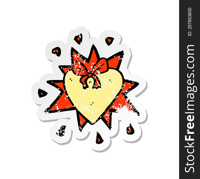 retro distressed sticker of a cartoon love heart