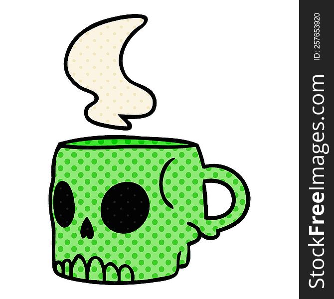 Cartoon Doodle Of A Skull Mug