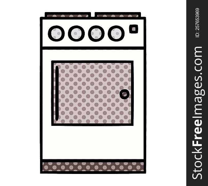 Comic Book Style Cartoon Oven And Cooker