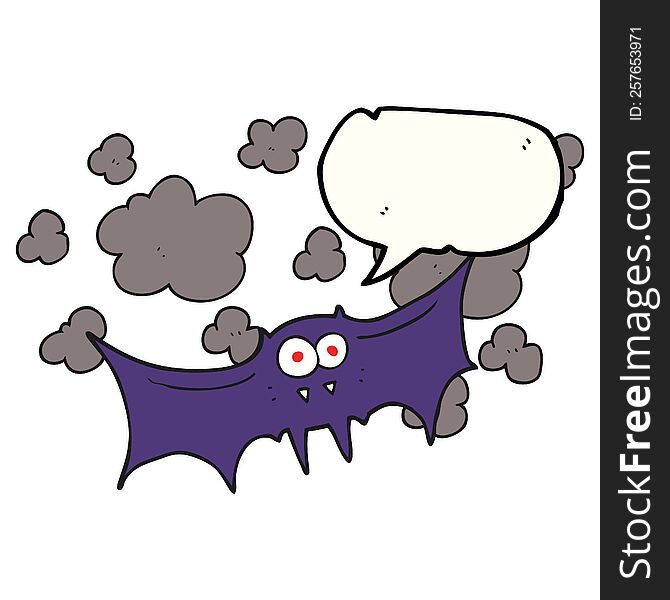 freehand drawn speech bubble cartoon vampire bat