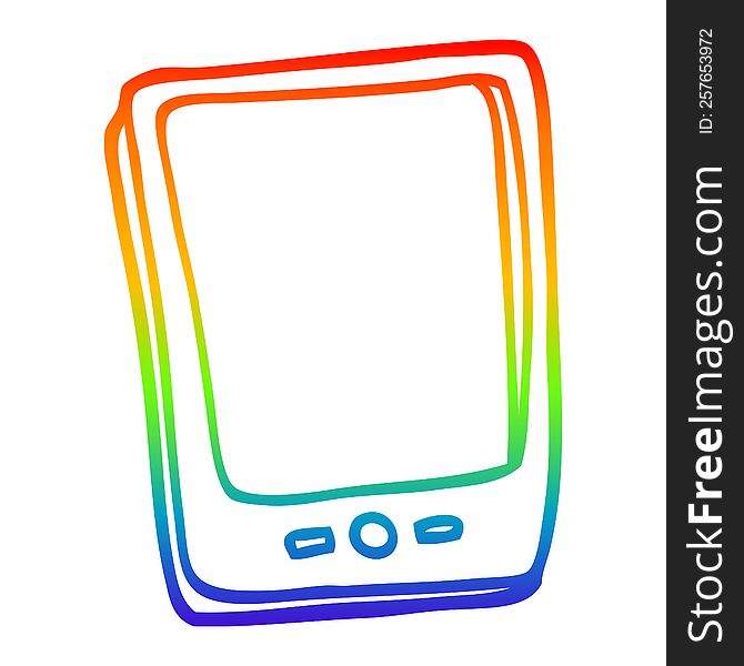 rainbow gradient line drawing of a cartoon touch screen mobile