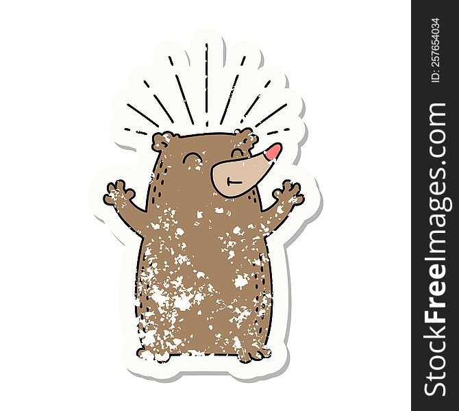 Grunge Sticker Of Tattoo Style Happy Bear
