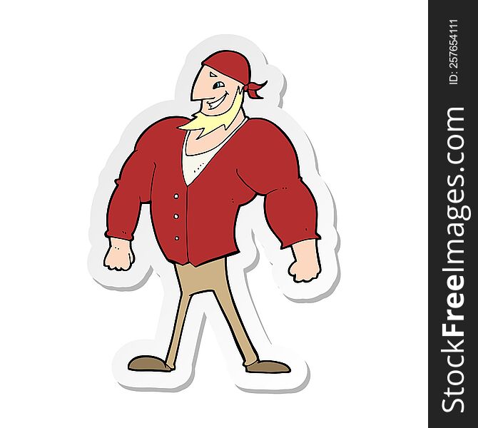 Sticker Of A Cartoon Manly Sailor Man