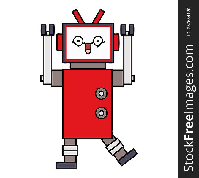 Cute Cartoon Happy Robot