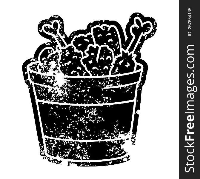 Grunge Icon Drawing Bucket Of Fried Chicken
