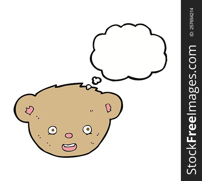 cartoon teddy bear face with thought bubble