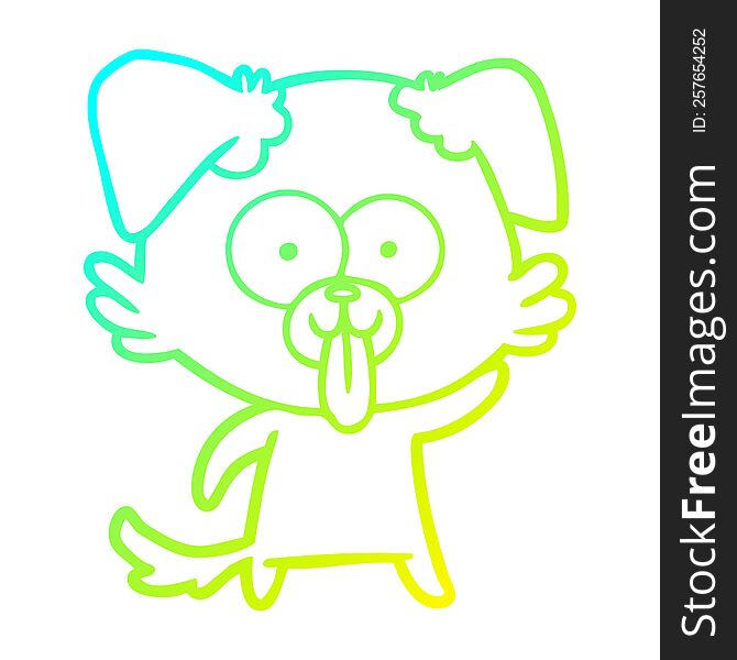 Cold Gradient Line Drawing Cartoon Dog With Tongue Sticking Out